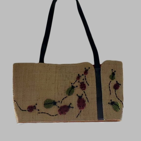 NATURAL STRAW PURSE HANDBAG BEADING MEDIUM MADE IN PHILIPPINES NWOT - Picture 3 of 16